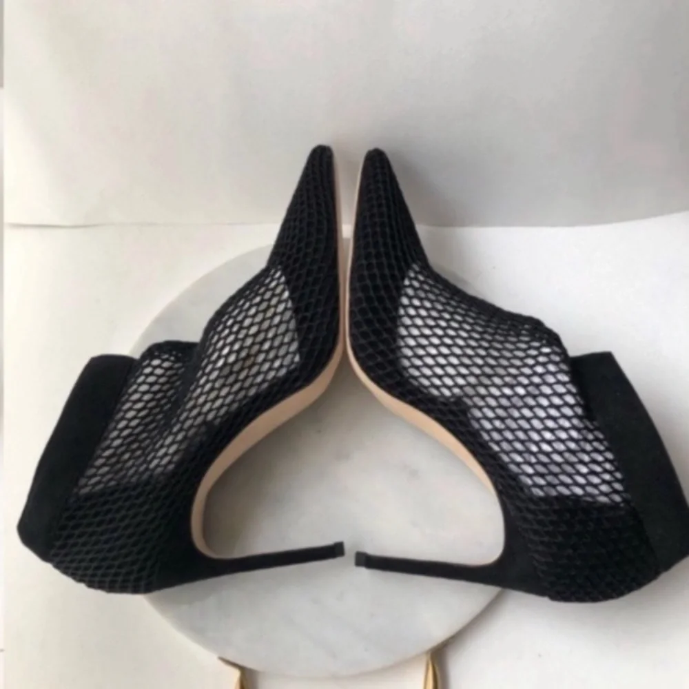 NEW BRIAN ATWOOD Black Mesh Ankle Boots